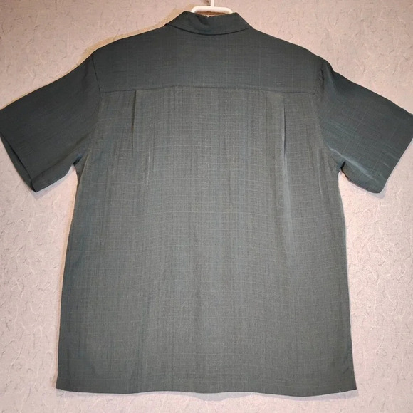 Denver Hayes Classic Fit Green/Gold Metallic Short Sleeve Shirt Size Medium - Picture 5 of 7